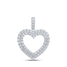  10k White Gold Womens Round Diamond Heart Pendant 5/8 Cttw