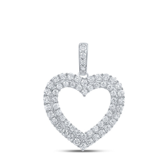 10k White Gold Womens Round Diamond Heart Pendant 5/8 Cttw