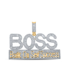  10k Yellow Gold Mens Baguette Diamond BOSS Phrase Charm Pendant 2-3/8 Cttw