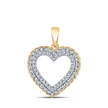  10k Yellow Gold Womens Round Diamond Heart Pendant 1/3 Cttw