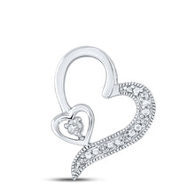  Sterling Silver Womens Round Diamond Heart Pendant 1/20 Cttw
