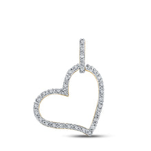  10k Yellow Gold Womens Round Diamond Heart Pendant 1/12 Cttw