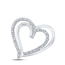 Sterling Silver Womens Round Diamond Heart Pendant 1/20 Cttw
