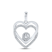  Sterling Silver Womens Round Diamond Heart Pendant 1/10 Cttw