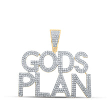  10k Yellow Gold Mens Round Diamond Gods Plan Phrase Charm Pendant 1 Cttw