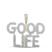  10k Yellow Gold Mens Round Diamond Good Life Phrase Charm Pendant 1 Cttw