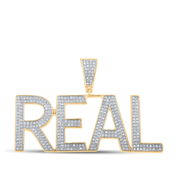10k Yellow Gold Mens Round Diamond Real Phrase Charm Pendant 1 Cttw