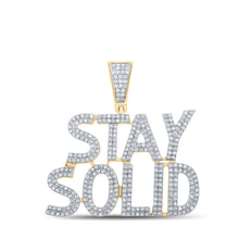  10k Yellow Gold Mens Round Diamond Stay Solid Phrase Charm Pendant 1 Cttw