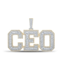  10k Yellow Gold Mens Baguette Diamond CEO Phrase Charm Pendant 6-3/4 Cttw