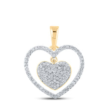  10k Yellow Gold Womens Round Diamond Heart Pendant 1/3 Cttw