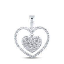  10k White Gold Womens Round Diamond Heart Pendant 1/3 Cttw