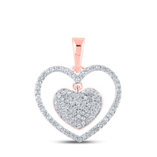  10k Rose Gold Womens Round Diamond Heart Pendant 1/3 Cttw