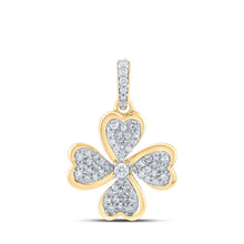  10k Yellow Gold Womens Round Diamond Pinwheel Heart Pendant 1/4 Cttw
