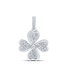  10k White Gold Womens Round Diamond Pinwheel Heart Pendant 1/4 Cttw
