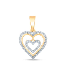  10k Yellow Gold Womens Round Diamond Heart Pendant 1/4 Cttw
