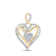  10k Yellow Gold Womens Round Diamond Heart Pendant 1/5 Cttw
