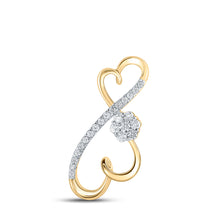  10k Yellow Gold Womens Round Diamond Infinity Heart Pendant 1/4 Cttw
