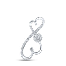  10k White Gold Womens Round Diamond Infinity Heart Pendant 1/4 Cttw