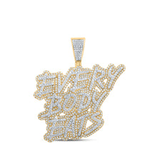  10k Yellow Gold Mens Round Diamond Everybody Eats Phrase Charm Pendant 2 Cttw