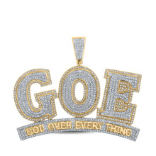  10k Yellow Gold Mens Round Diamond God Over Everything Phrase Charm Pendant 2-1/3 Cttw