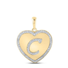  10k Yellow Gold Womens Round Diamond Heart C Letter Pendant 1/4 Cttw