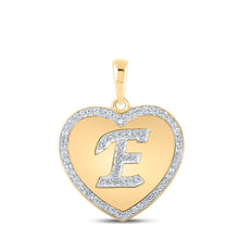  10k Yellow Gold Womens Round Diamond Heart E Letter Pendant 1/4 Cttw
