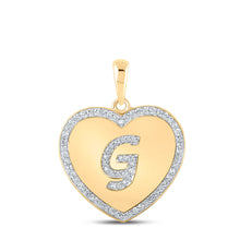  10k Yellow Gold Womens Round Diamond Heart G Letter Pendant 1/4 Cttw