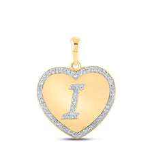  10k Yellow Gold Womens Round Diamond Heart I Letter Pendant 1/4 Cttw