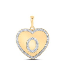  10k Yellow Gold Womens Round Diamond Heart O Letter Pendant 1/4 Cttw