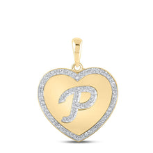  10k Yellow Gold Womens Round Diamond Heart P Letter Pendant 1/4 Cttw