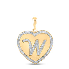  10k Yellow Gold Womens Round Diamond Heart W Letter Pendant 1/3 Cttw