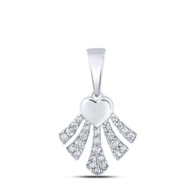  10k White Gold Womens Round Diamond Heart Pendant 1/10 Cttw