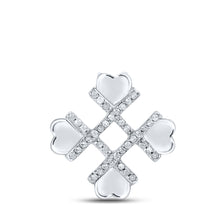  10k White Gold Womens Round Diamond Heart Pendant 1/10 Cttw