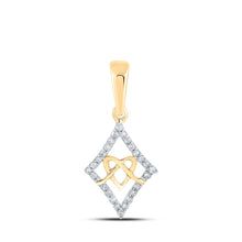  10k Yellow Gold Womens Round Diamond Heart Pendant 1/12 Cttw
