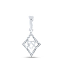  10k White Gold Womens Round Diamond Heart Pendant 1/12 Cttw