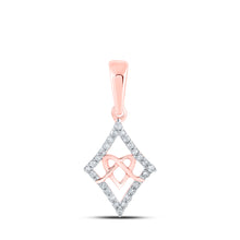  10k Rose Gold Womens Round Diamond Heart Pendant 1/12 Cttw