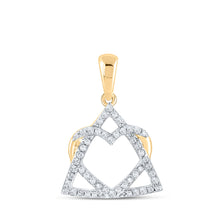  10k Yellow Gold Womens Round Diamond Heart Pendant 1/8 Cttw