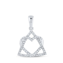  10k White Gold Womens Round Diamond Heart Pendant 1/8 Cttw