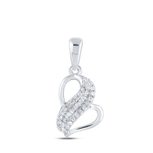  10k White Gold Womens Baguette Diamond Heart Pendant 1/10 Cttw