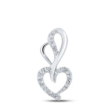  10k White Gold Womens Round Diamond Heart Pendant 1/12 Cttw
