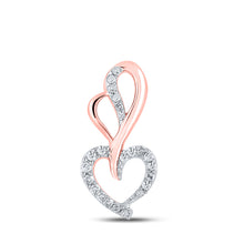  10k Rose Gold Womens Round Diamond Heart Pendant 1/12 Cttw