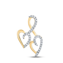  10k Yellow Gold Womens Round Diamond Heart Pendant 1/10 Cttw