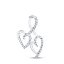  10k White Gold Womens Round Diamond Heart Pendant 1/10 Cttw