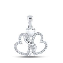  10k White Gold Womens Round Diamond Heart Pendant 1/8 Cttw