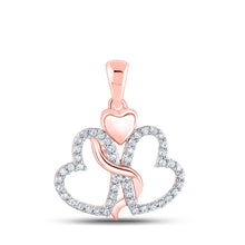  10k Rose Gold Womens Round Diamond Heart Pendant 1/8 Cttw