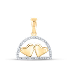  10k Yellow Gold Womens Round Diamond Heart Pendant 1/10 Cttw