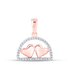  10k Rose Gold Womens Round Diamond Heart Pendant 1/10 Cttw