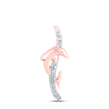  10k Rose Gold Womens Round Diamond Dolphin Pendant 1/20 Cttw
