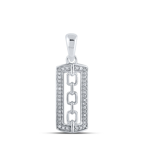 10k White Gold Womens Round Diamond Fashion Pendant 1/10 Cttw