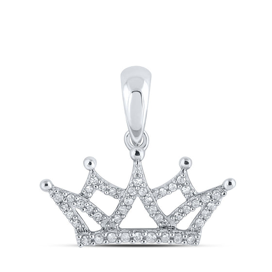 10k White Gold Womens Round Diamond Fashion Pendant 1/6 Cttw